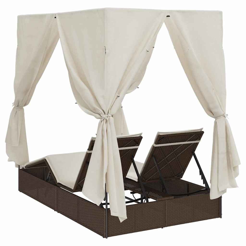 vidaXL Podwójny leżak słoneczny Ciepła biel 205 x 129 x 200 cm