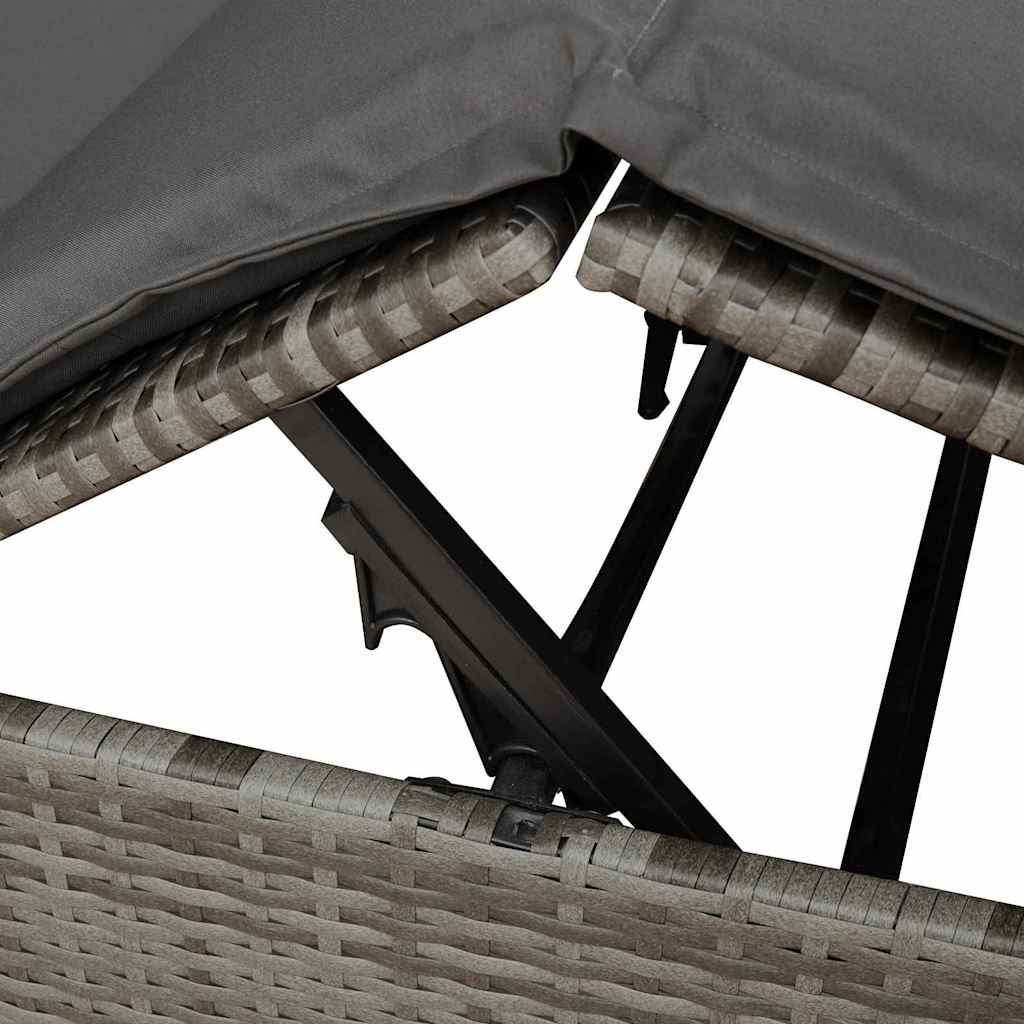 vidaXL Podwójny leżak słoneczny Szary 205 x 129 x 200 cm polirattan