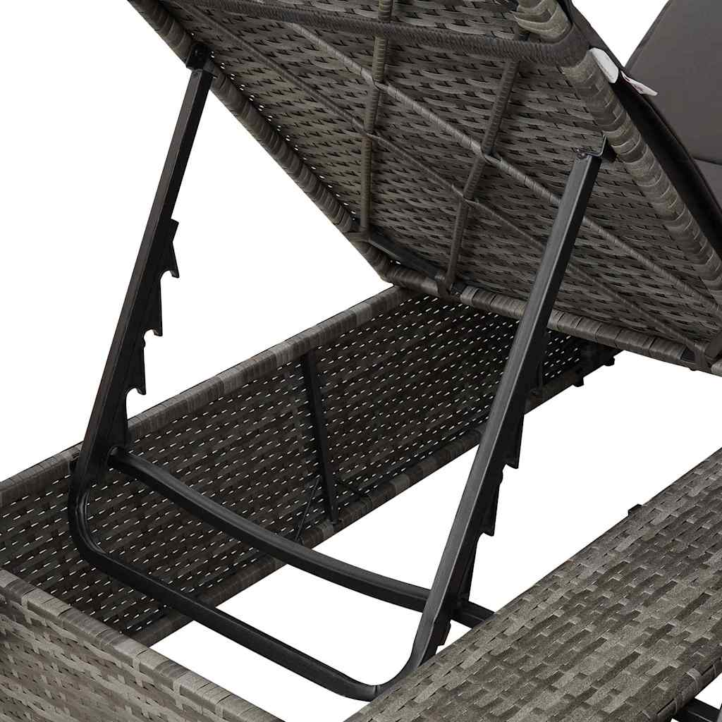 vidaXL Podwójny leżak słoneczny Szary 205 x 129 x 200 cm polirattan