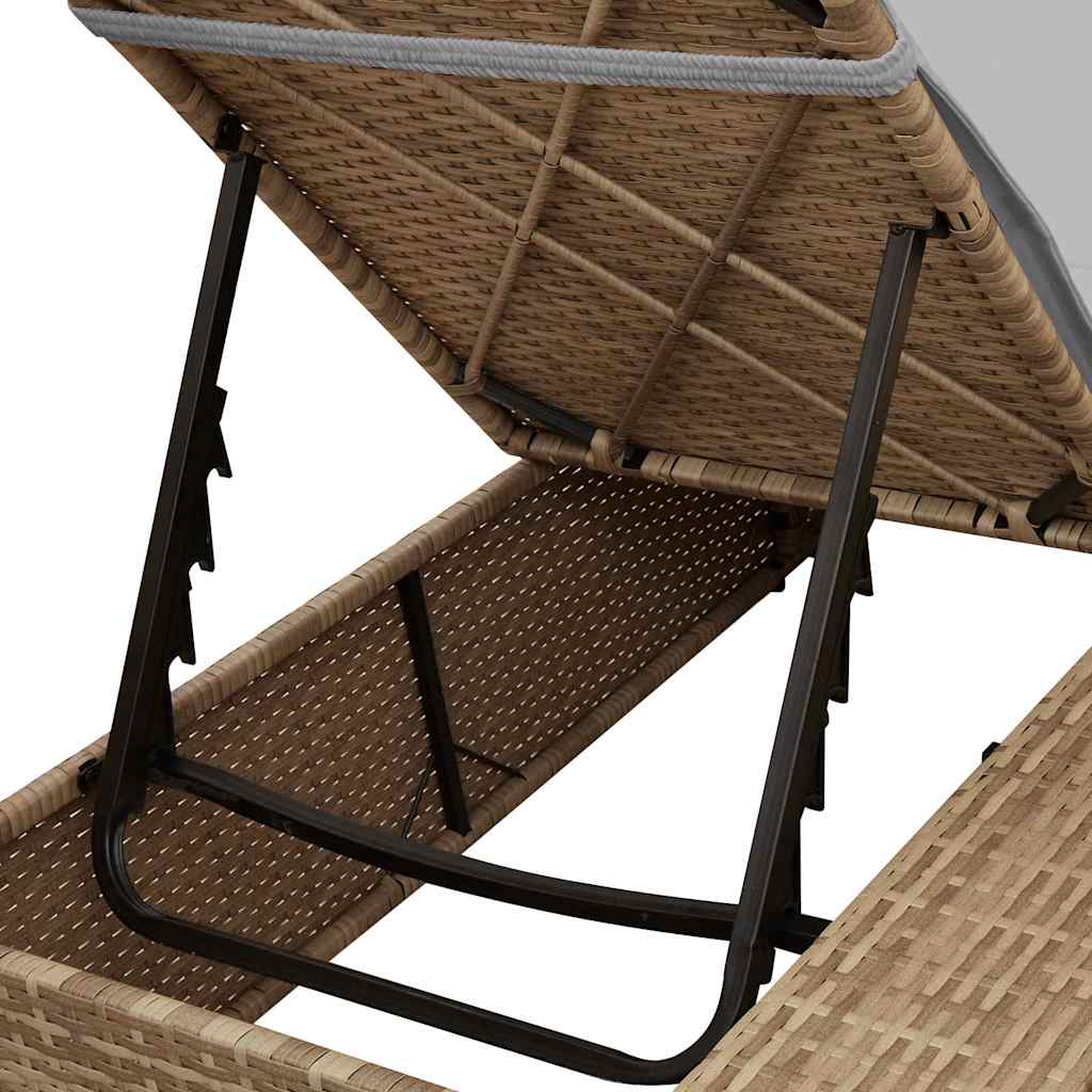 vidaXL Podwójny leżak słoneczny Szary 205 x 129 x 200 cm polirattan