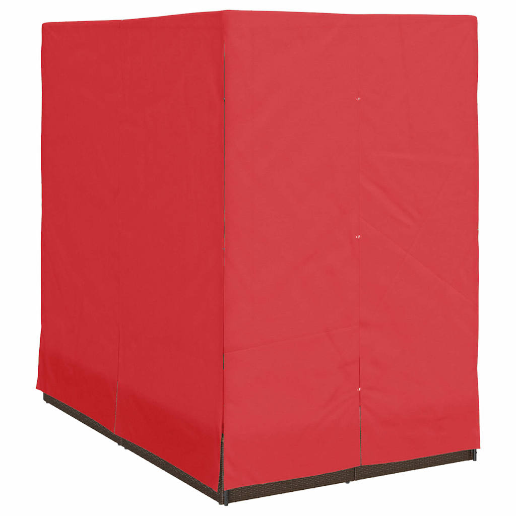 vidaXL Podwójny leżak słoneczny Czerwony 205 x 129 x 200 cm polirattan