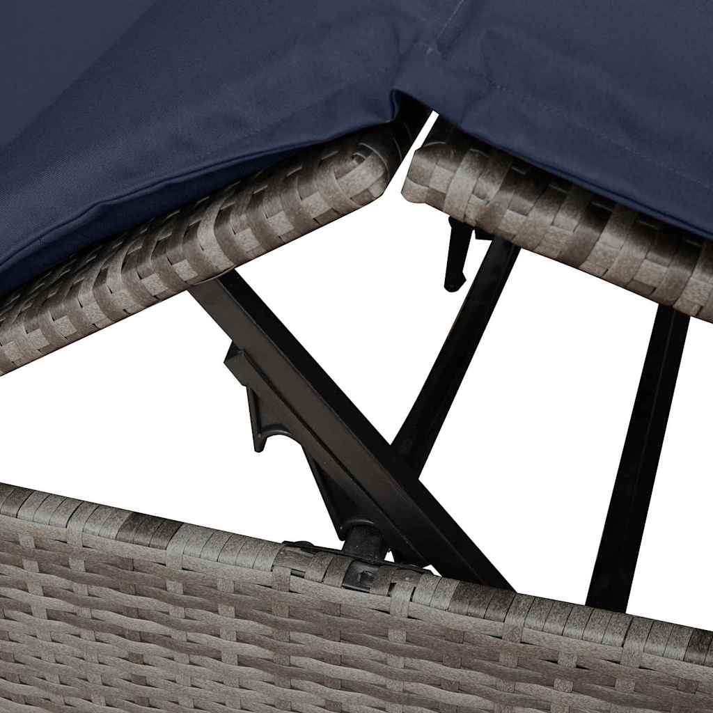 vidaXL Podwójny leżak słoneczny Czarny 205 x 129 x 200 cm polirattan