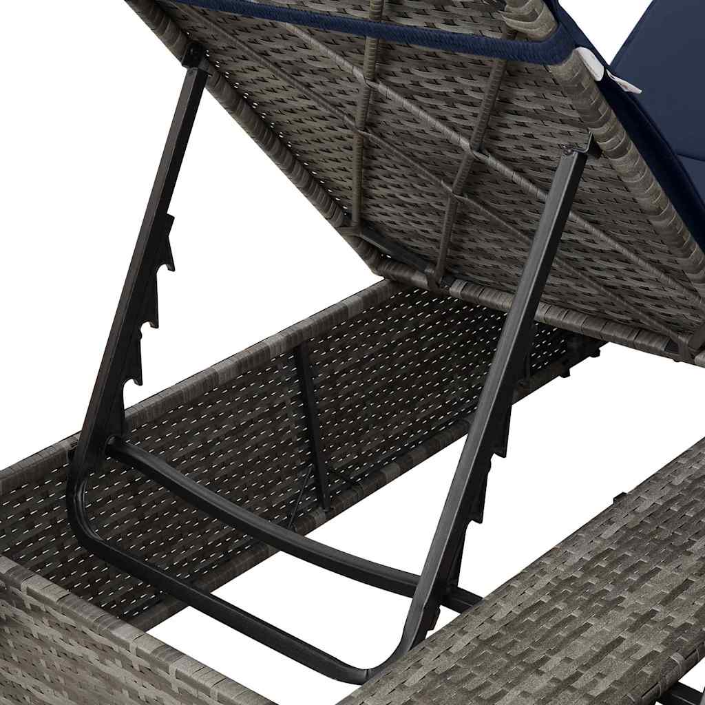 vidaXL Podwójny leżak słoneczny Czarny 205 x 129 x 200 cm polirattan
