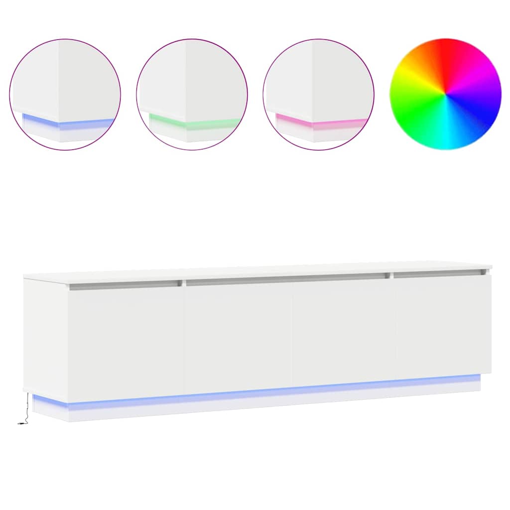 vidaXL Szafka pod telewizor z LED Biały 180 x 38 x 49 cm