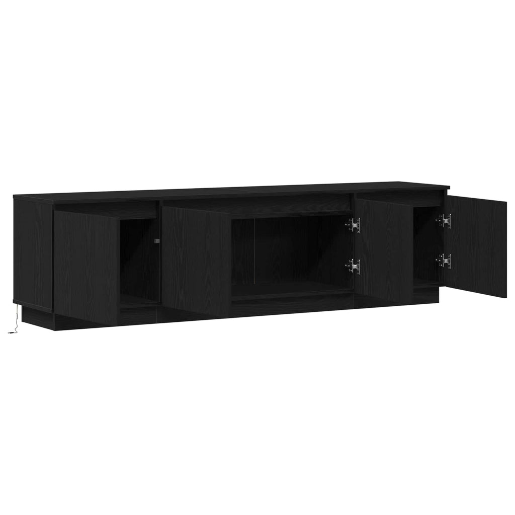 vidaXL Szafka pod telewizor z LED Czarny Dąb 180 x 38 x 49 cm