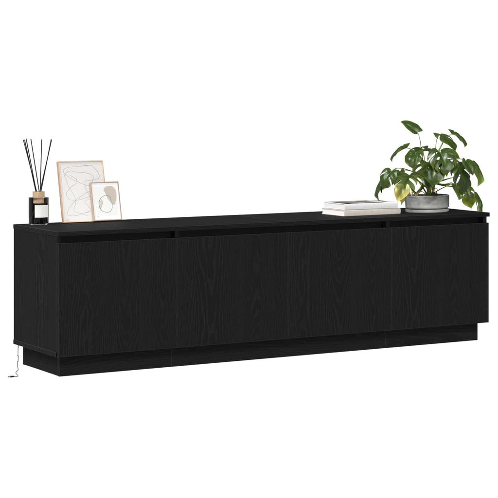 vidaXL Szafka pod telewizor z LED Czarny Dąb 180 x 38 x 49 cm