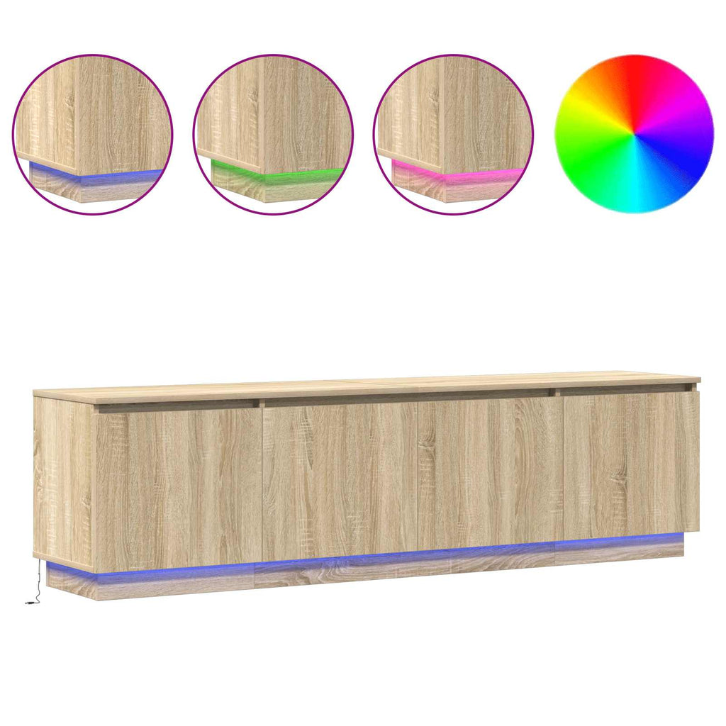 vidaXL Szafka pod telewizor Ze LED Lights Dąb Sonoma 180 x 38 x 49 cm