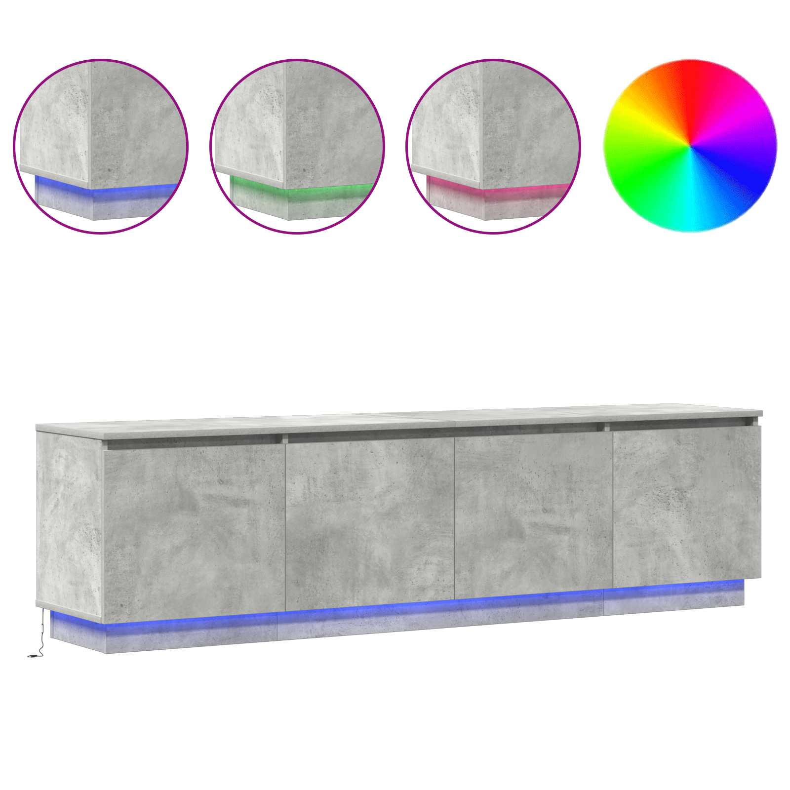 vidaXL Szafka pod telewizor Betonowy szary 180 x 38 x 49 cm