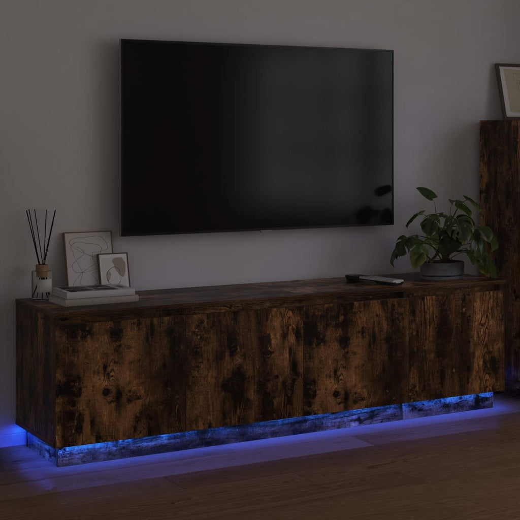 vidaXL Szafka pod telewizor Ze LED Lights Dąb wędzony 180 x 38 x 49 cm