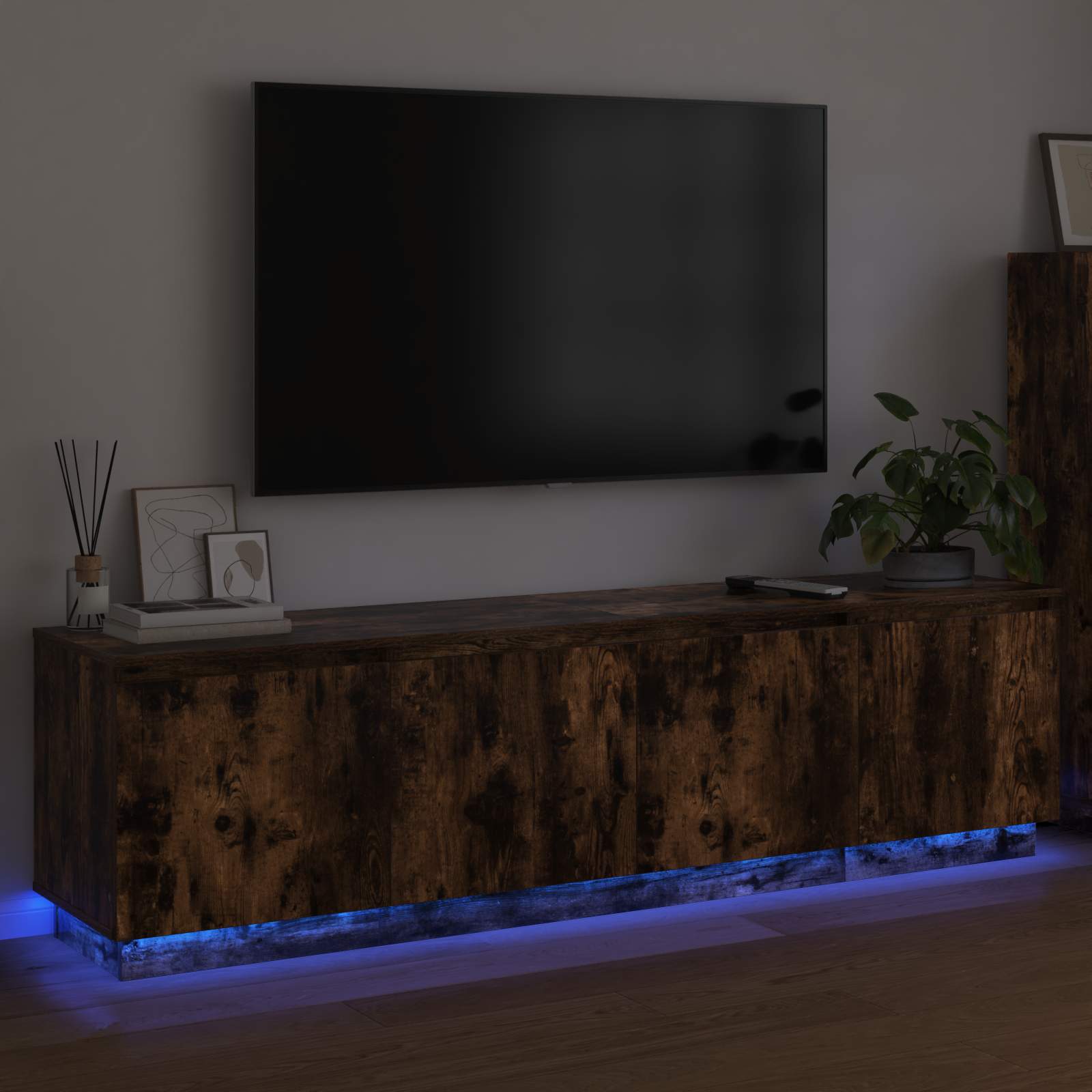 vidaXL Szafka pod telewizor Ze LED Lights Dąb wędzony 180 x 38 x 49 cm