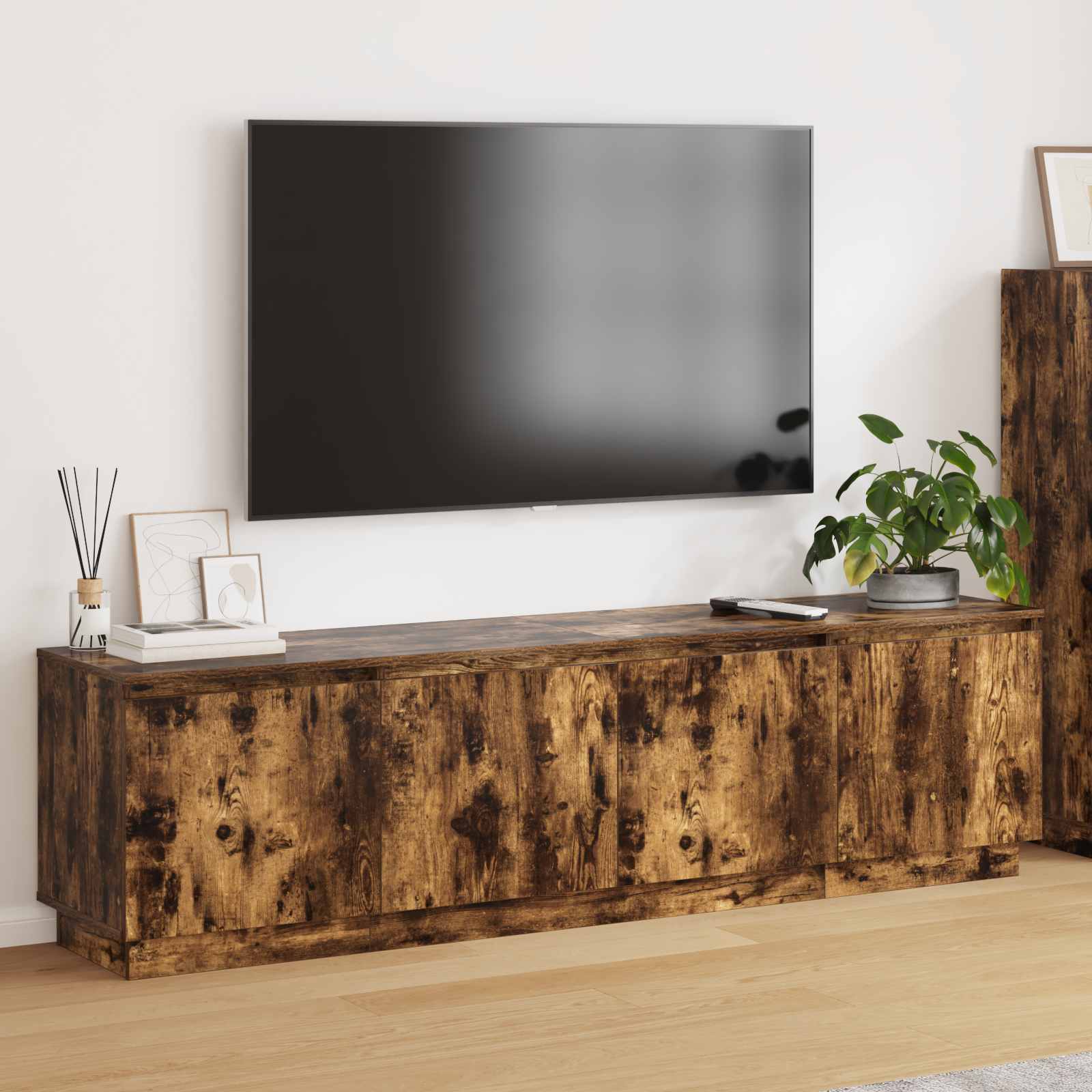 vidaXL Szafka pod telewizor Ze LED Lights Dąb wędzony 180 x 38 x 49 cm