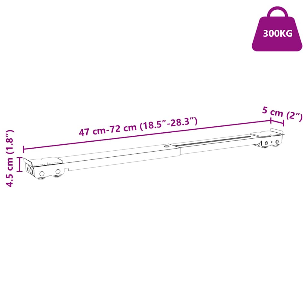 vidaXL Podstawa pod pralkę 2 pcs Czarny 72 x 5 x 4,5 cm