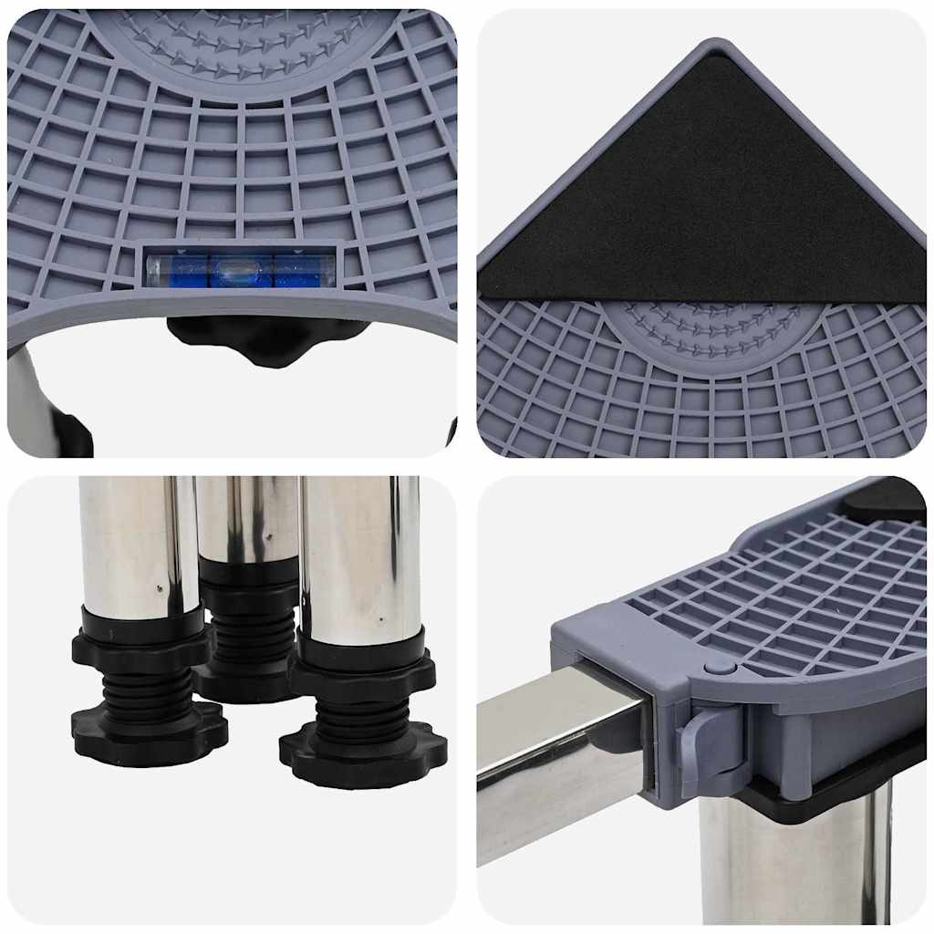 vidaXL Podstawa pod pralkę Szary 67 x 67 x 21,5 cm Stal nierdzewna