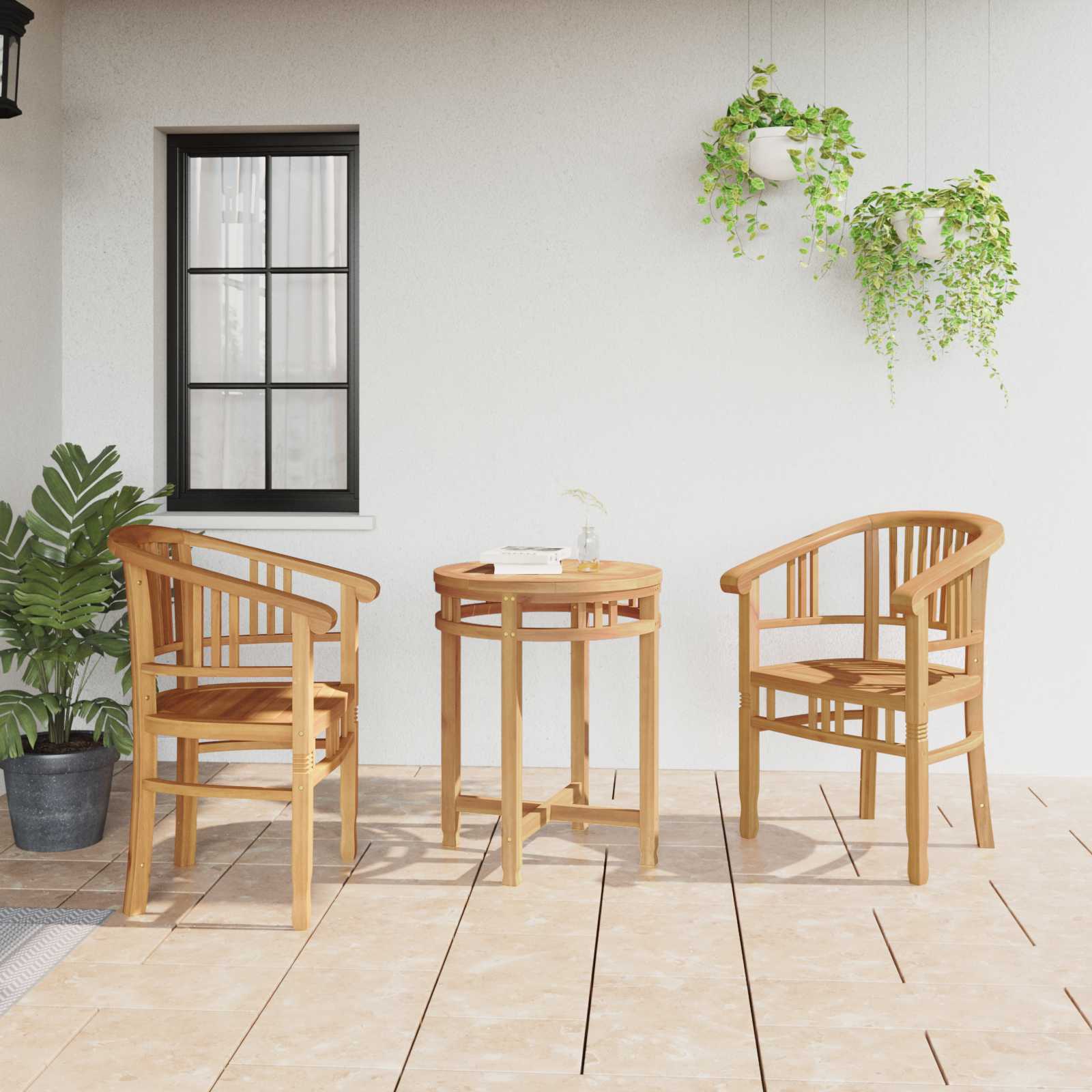 vidaXL Krzesło 2 pcs Brązowy 63 x 58 x 89 cm Lite drewno teakowe