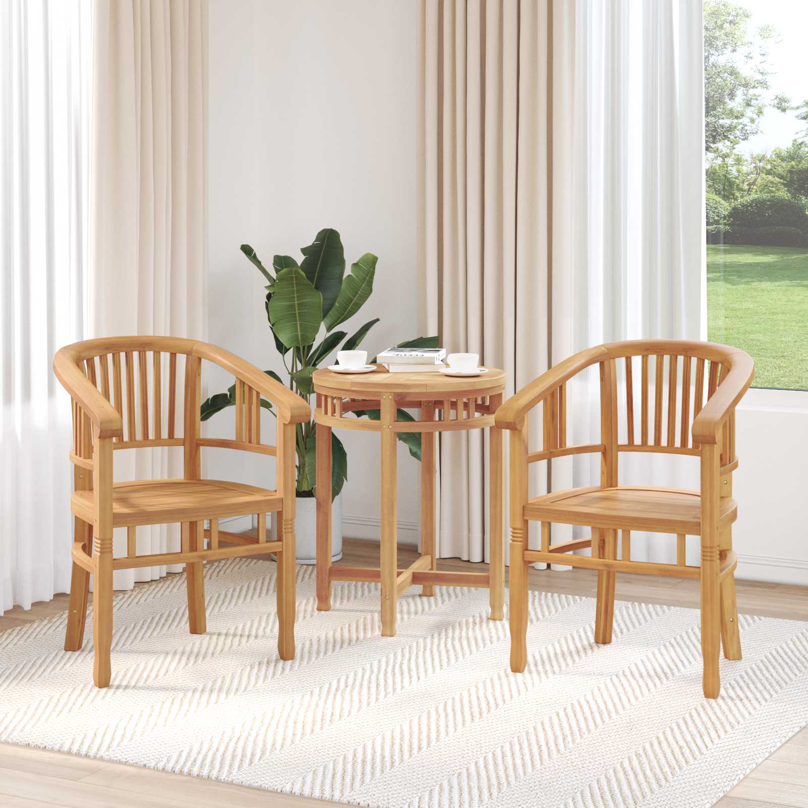 vidaXL Krzesło 2 pcs Brązowy 63 x 58 x 89 cm Lite drewno teakowe