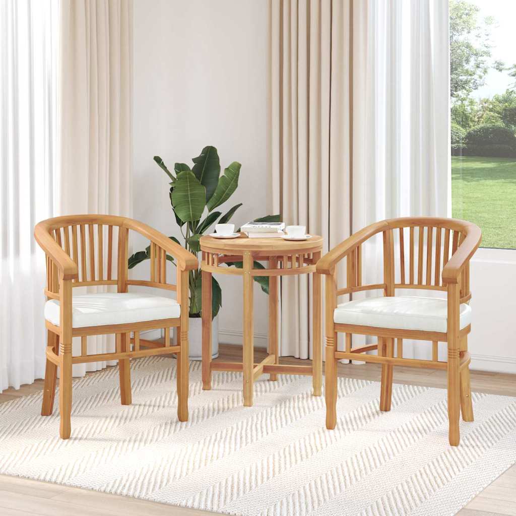 vidaXL Krzesło 2 pcs Brązowy 63 x 58 x 89 cm Lite drewno teakowe