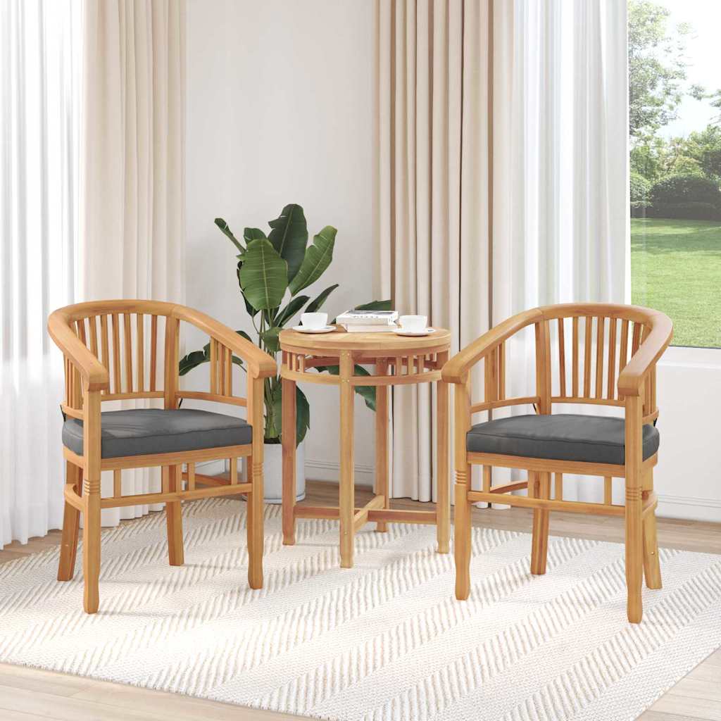 vidaXL Krzesło 2 pcs Brązowy 63 x 58 x 89 cm Lite drewno teakowe