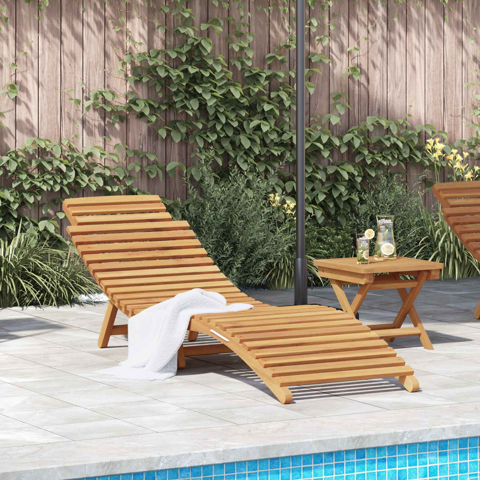 vidaXL Leżak Brązowy 198 x 55 x 58,5 cm Lite drewno teakowe