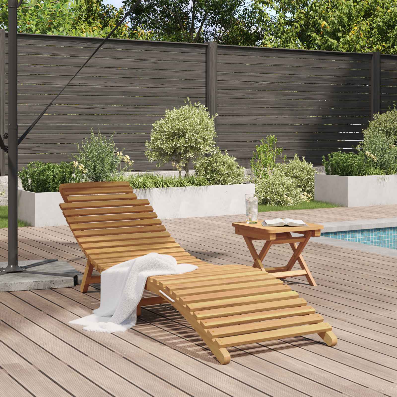 vidaXL Leżak Brązowy 198 x 55 x 58,5 cm Lite drewno teakowe
