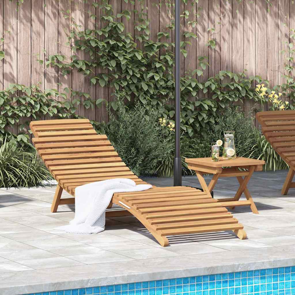 vidaXL Leżak 2 pcs Brązowy 198 x 55 x 58,5 cm Lite drewno teakowe
