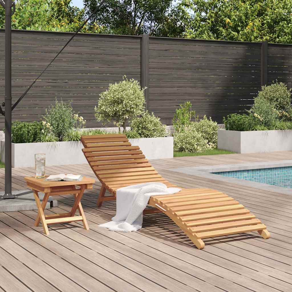 vidaXL Leżak 2 pcs Brązowy 198 x 55 x 58,5 cm Lite drewno teakowe