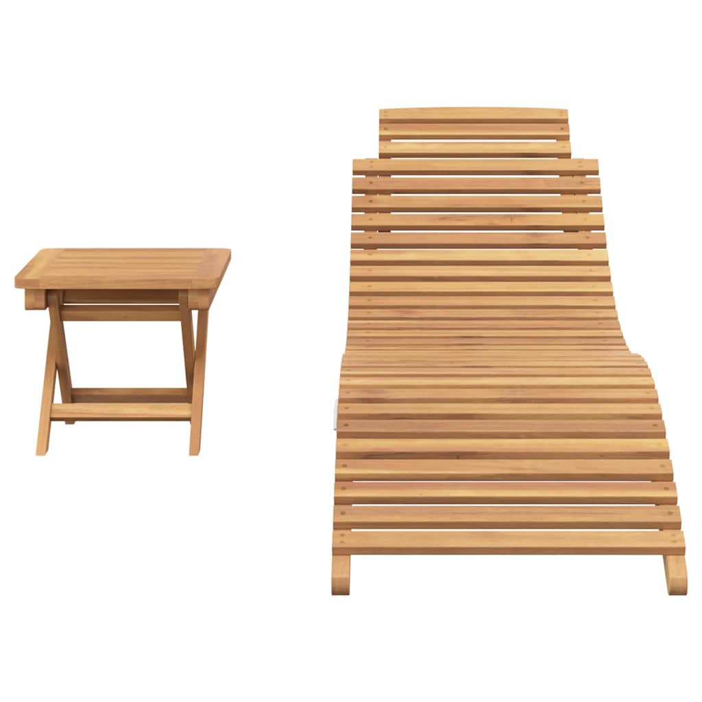 vidaXL Leżak 2 pcs Brązowy 198 x 55 x 58,5 cm Lite drewno teakowe