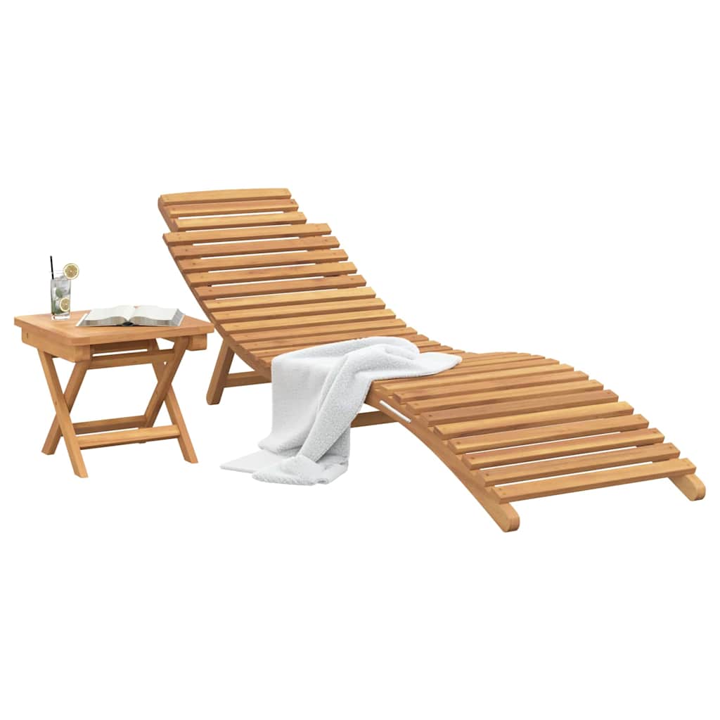 vidaXL Leżak 2 pcs Brązowy 198 x 55 x 58,5 cm Lite drewno teakowe