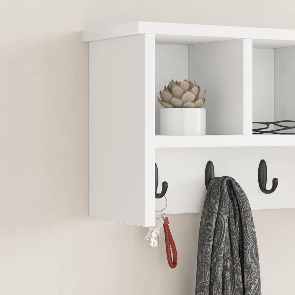 vidaXL Wieszak na płaszcze montowany na ścianie Biały 50 x 16 x 26 cm
