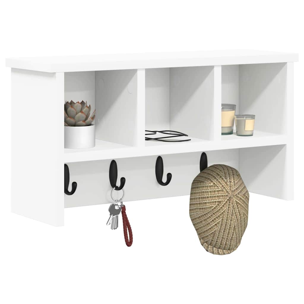 vidaXL Wieszak na płaszcze montowany na ścianie Biały 50 x 16 x 26 cm