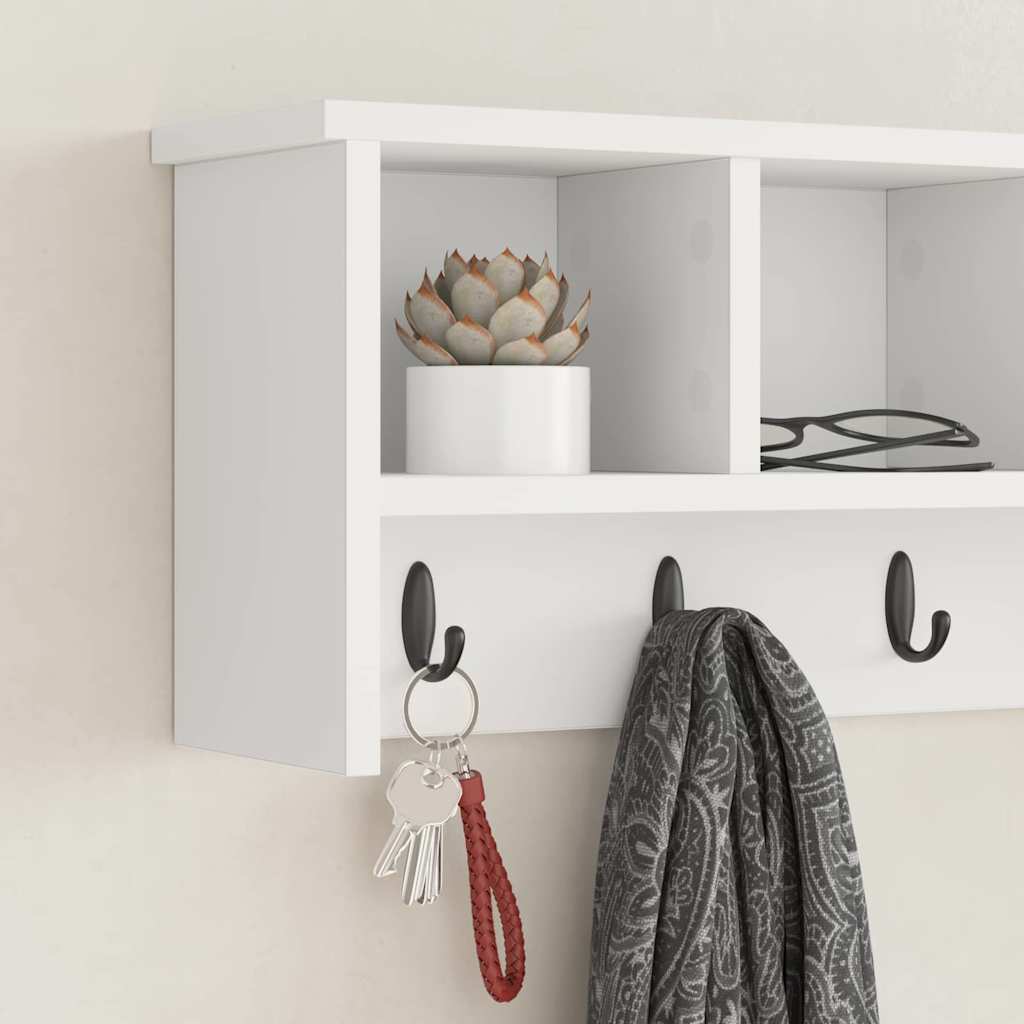 vidaXL Wieszak na płaszcze montowany na ścianie Biały 75 x 16 x 26 cm