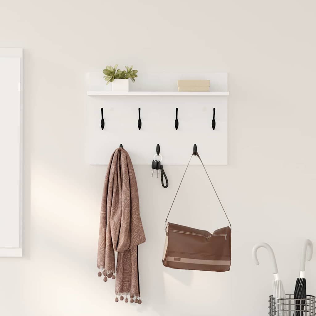 vidaXL Wieszak na płaszcze montowany na ścianie Biały 60 x 40 x 12 cm