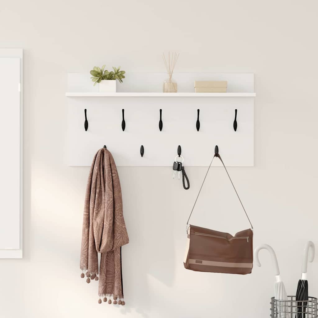 vidaXL Wieszak na płaszcze montowany na ścianie Biały 80 x 40 x 12 cm