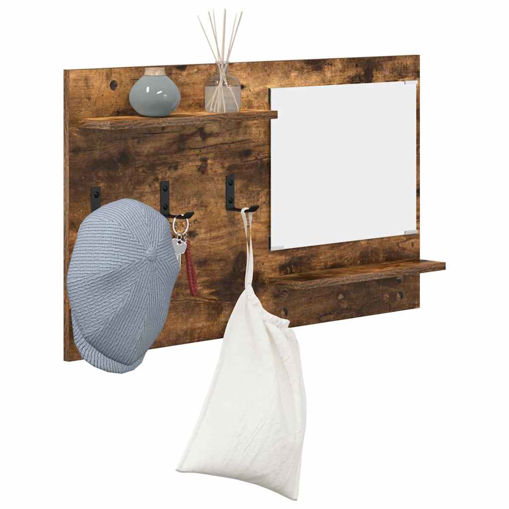 vidaXL Wieszak na płaszcze montowany na ścianie z półką Dąb wędzony