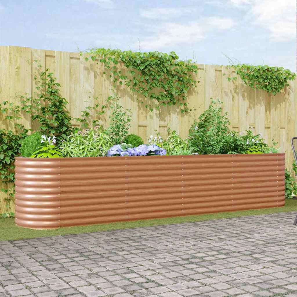 vidaXL Podniesiony grządka Brązowy 400 x 80 x 81 cm Stal