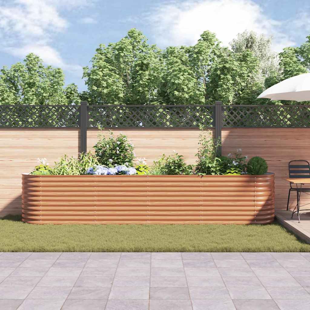 vidaXL Podniesiony grządka Brązowy 400 x 80 x 81 cm Stal