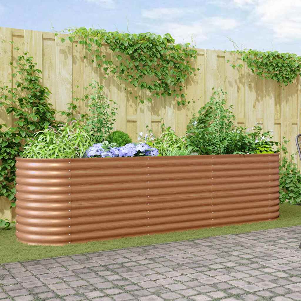 vidaXL Podniesiony grządka Brązowy 320 x 80 x 81 cm Stal