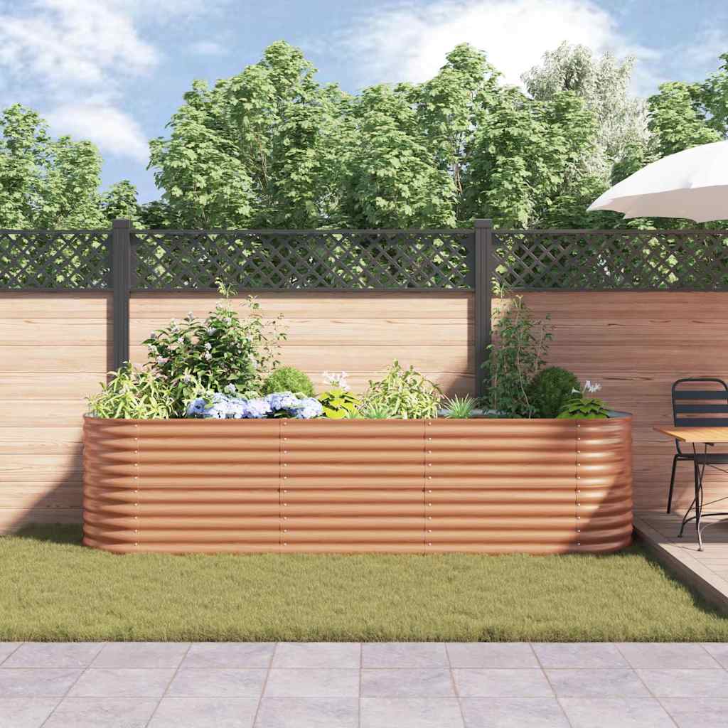 vidaXL Podniesiony grządka Brązowy 320 x 80 x 81 cm Stal