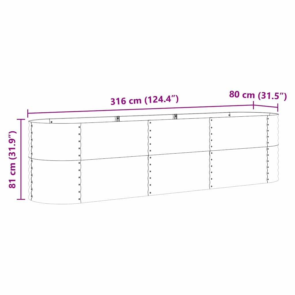 vidaXL Podniesiony grządka Brązowy 320 x 80 x 81 cm Stal
