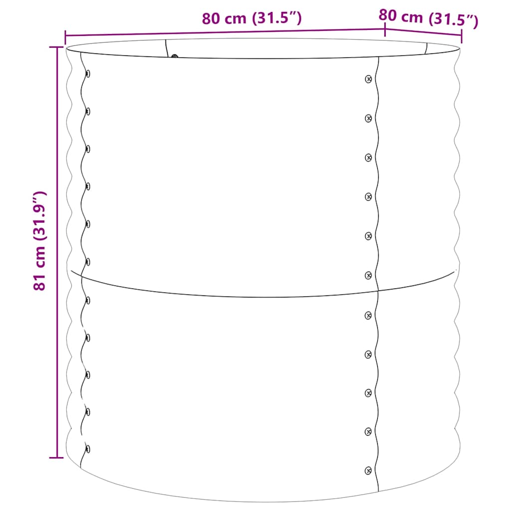 vidaXL Podniesiony grządka Brązowy 80 x 80 x 81 cm Stal