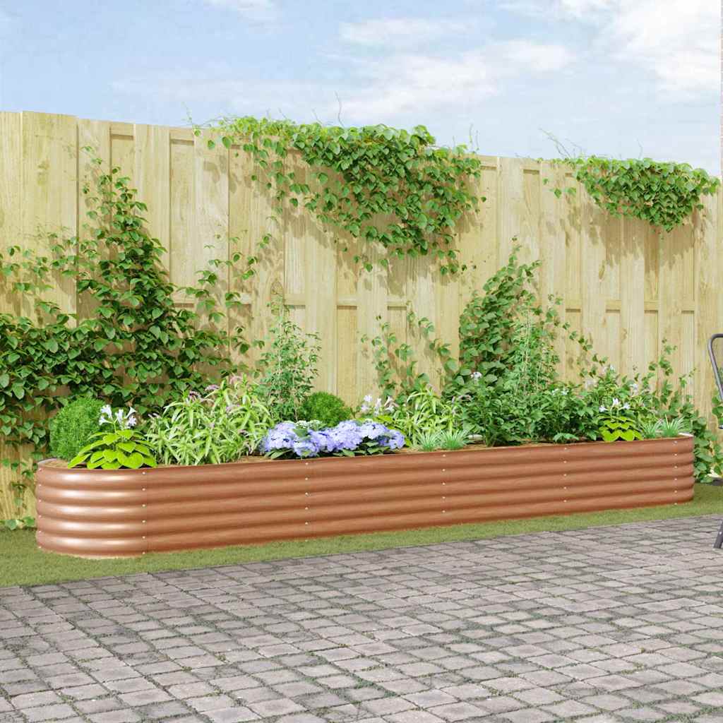vidaXL Podniesiony grządka Brązowy 400 x 80 x 44 cm Stal