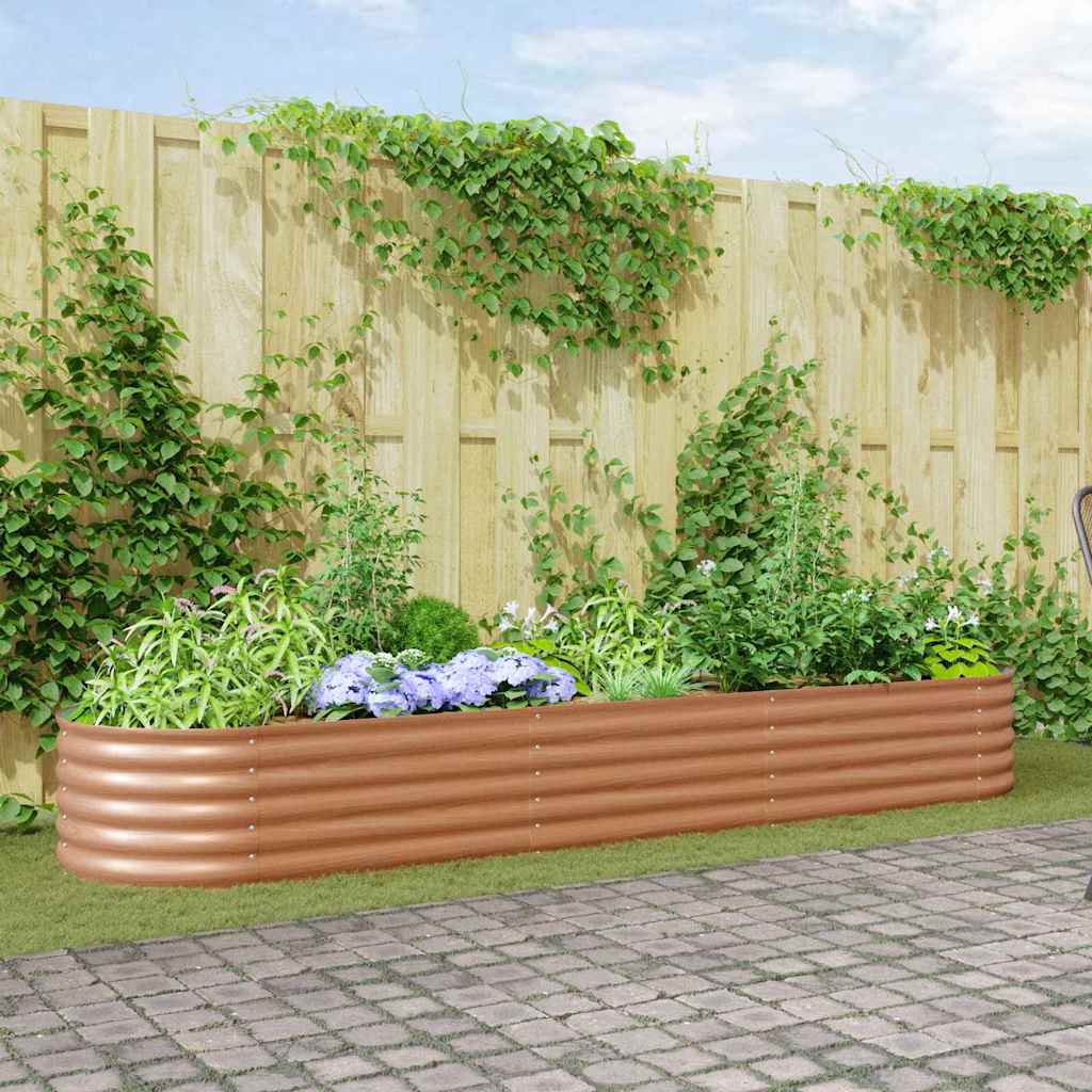 vidaXL Podniesiony grządka Brązowy 320 x 80 x 44 cm Stal