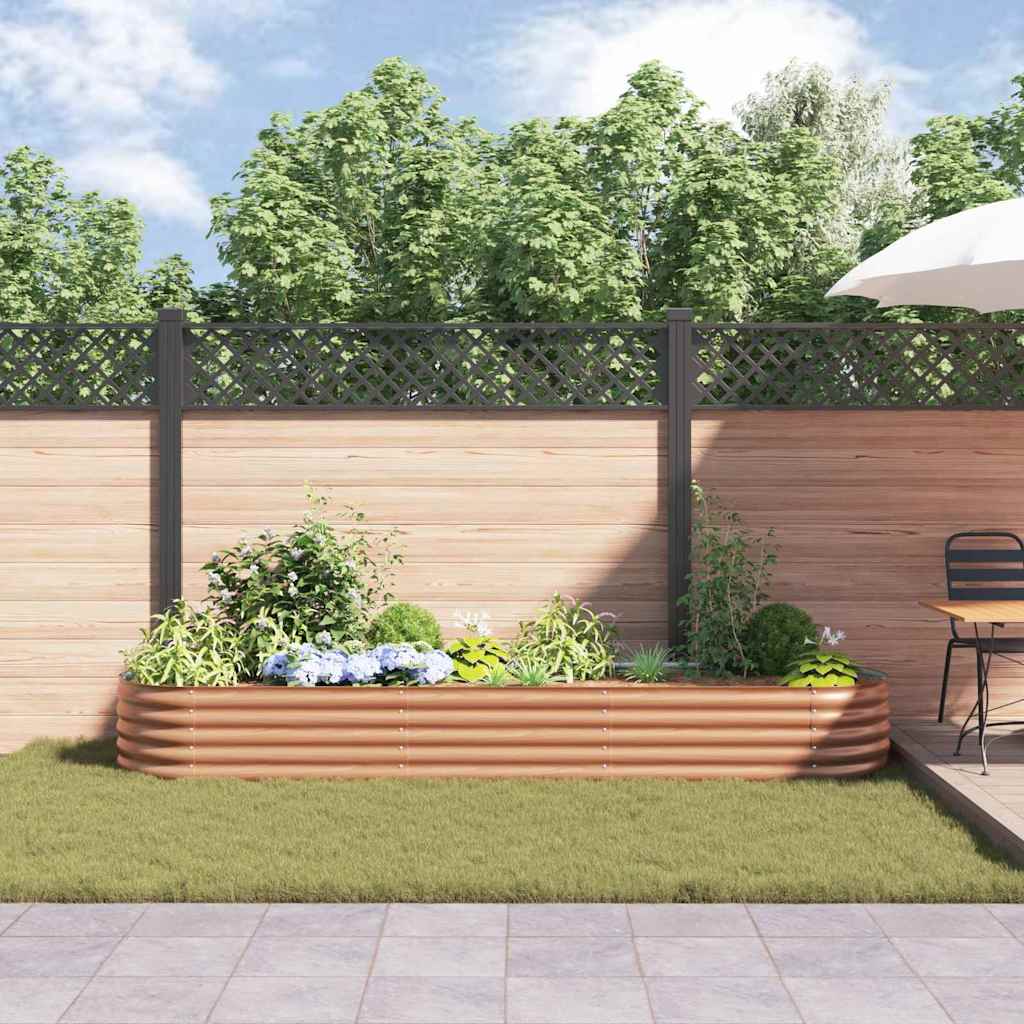 vidaXL Podniesiony grządka Brązowy 320 x 80 x 44 cm Stal