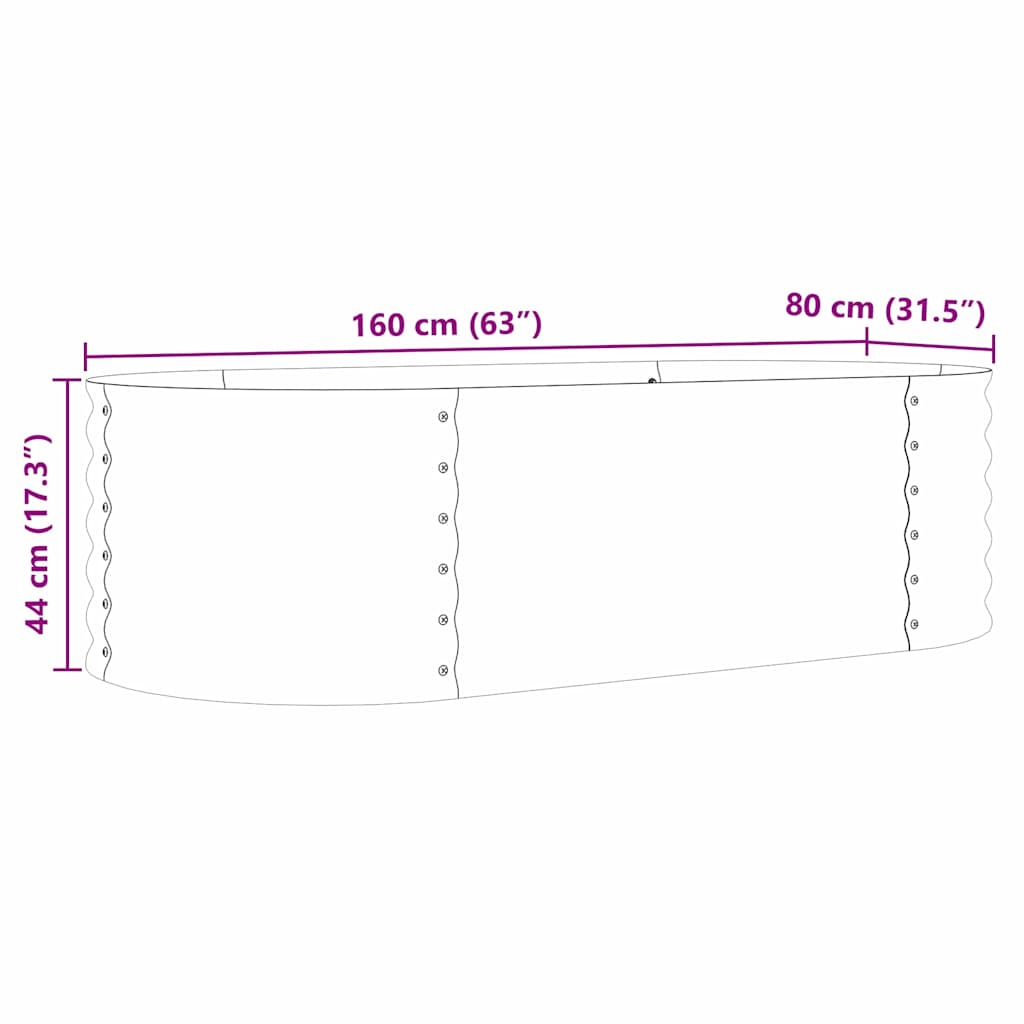 vidaXL Podniesiony grządka Brązowy 160 x 80 x 44 cm Stal