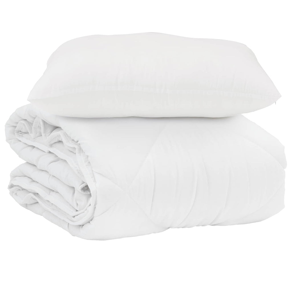 vidaXL Letni Kołdra z poduszką 2 pcs Biały Mikrofibra