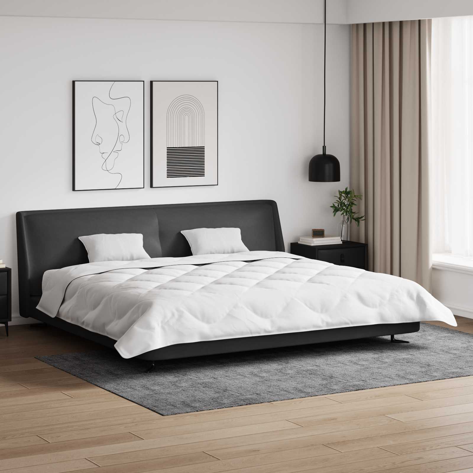 vidaXL Duvet z poduszkami z poduszką 3 szt. Biały Mikrofibra i Puch