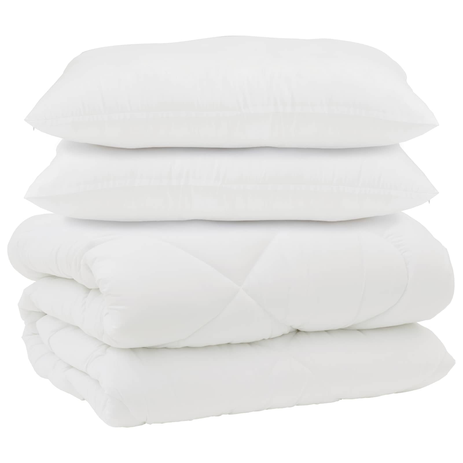 vidaXL Duvet z poduszkami z poduszką 3 szt. Biały Mikrofibra i Puch