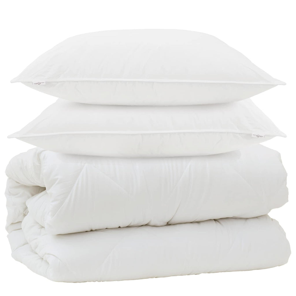 vidaXL Duvet z poduszkami z poduszką 3 szt. Biały Mikrofibra