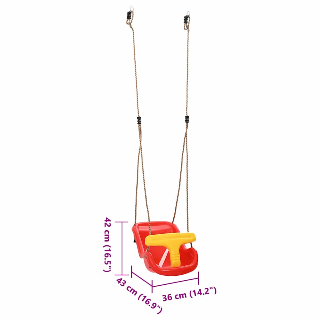 vidaXL Huśtawka dla dziecka 2 pcs Czerwony 36 x 43 x 42 cm