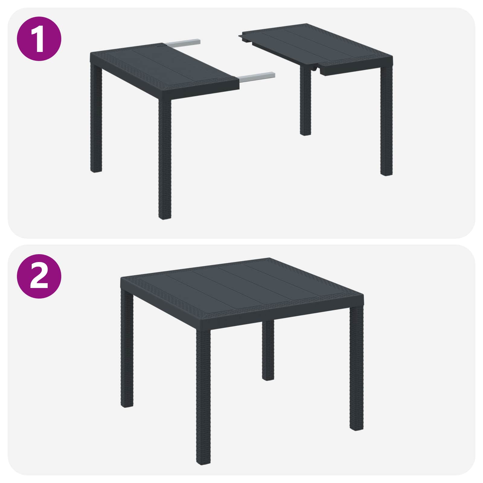 vidaXL Stół Ogrodowy Antracyt 100 x 100 x 73 cm polirattan
