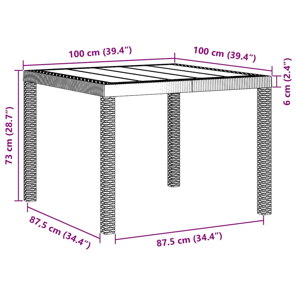 vidaXL Stół Ogrodowy Biały 100 x 100 x 73 cm polirattan